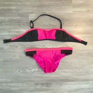 Oakley pink & green bandeau bikini size small